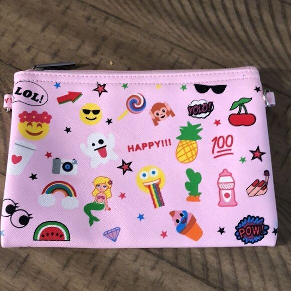 Emoji Clutch 🌈 👻 😎 🌵 🍒 💯 💅 Vegan 🌱 secure Zip closure. - Picture 16 of 16